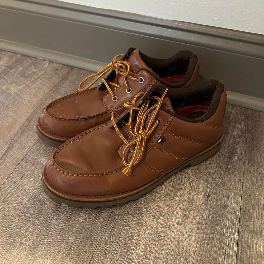 Tommy Hilfiger Leather Men's Size 11 Boots - Brown Chunky Rugged Work
